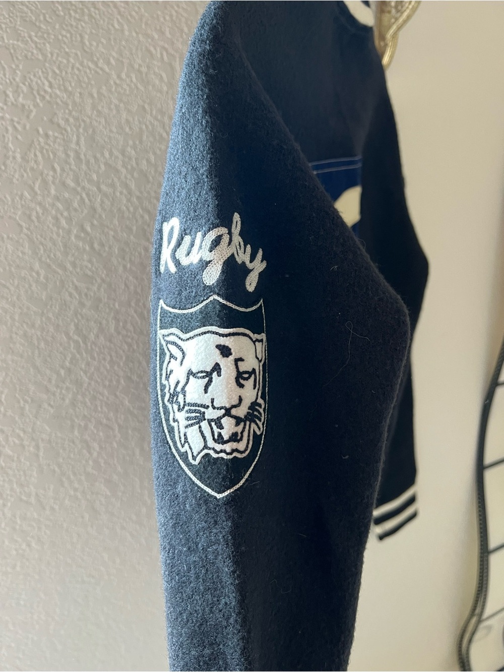 Vintage RARE Ralph Lauren Rugby Wool Varsity Jacket Crest Patches Wool Blend - Picture 4 of 9